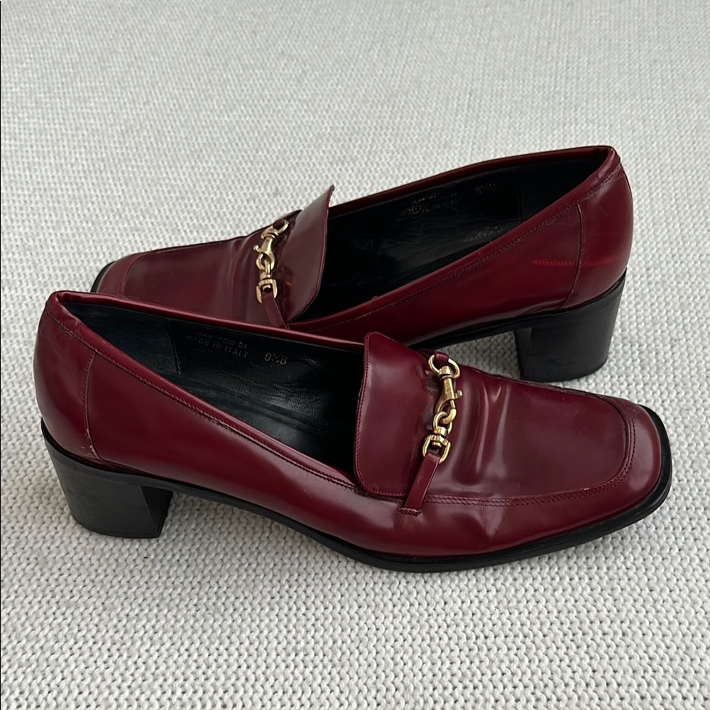 Coach Burgundy Loafers with Gold Chain
